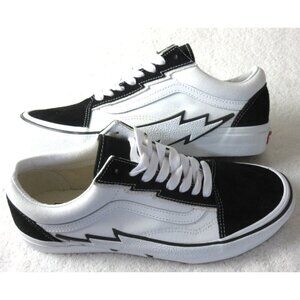 Vans Men's Old Skool Bolt 2 Tone Black True White Canvas Suede Shoes Sizes NIB